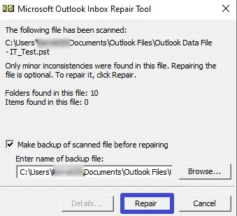 click on repair