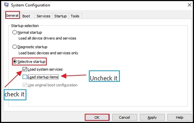 Load startup items