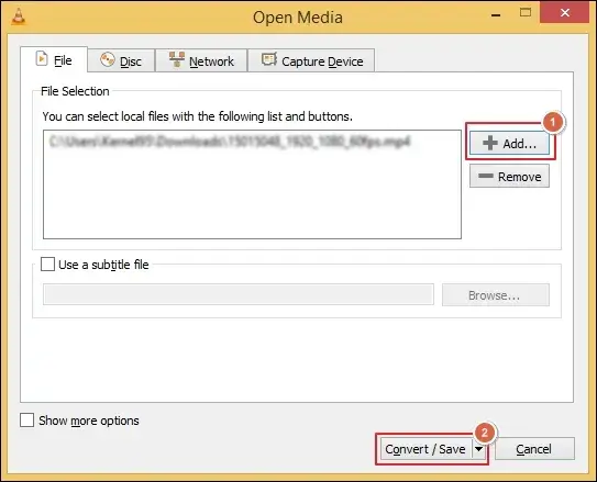 Add the video file and proceed to Convert and Save