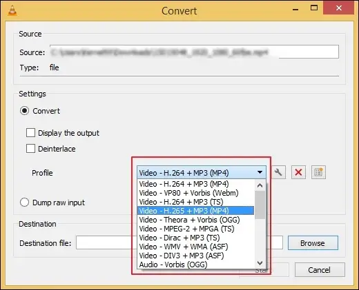 Select the video codecs and better compression