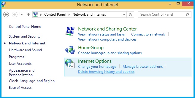 delete browsing history and cookies