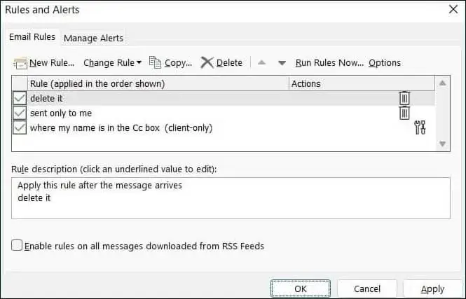 Check if all the rules are marked correctly
