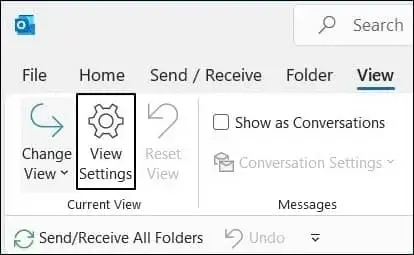 go to View tab and click on View Settings