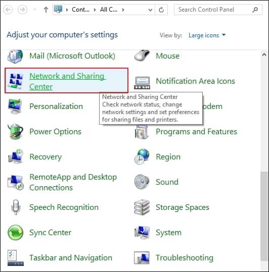 Network and Sharing Center