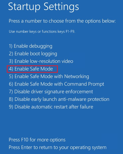 click on Enable Safe Mode