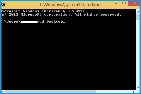 Type cd Desktop in the command Window