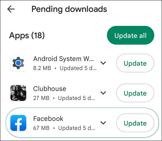 Update the Facebook app