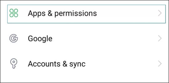 find Apps and permissions