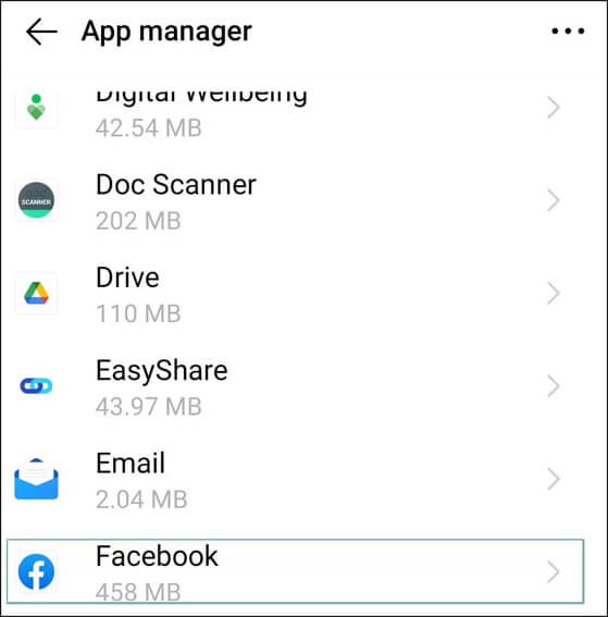 search the Facebook app