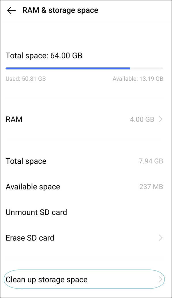 Clean up storage space