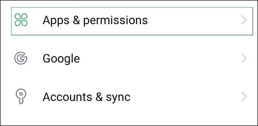 Find Apps and permissions