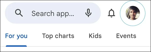Go to profile option