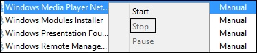 Click on Stop