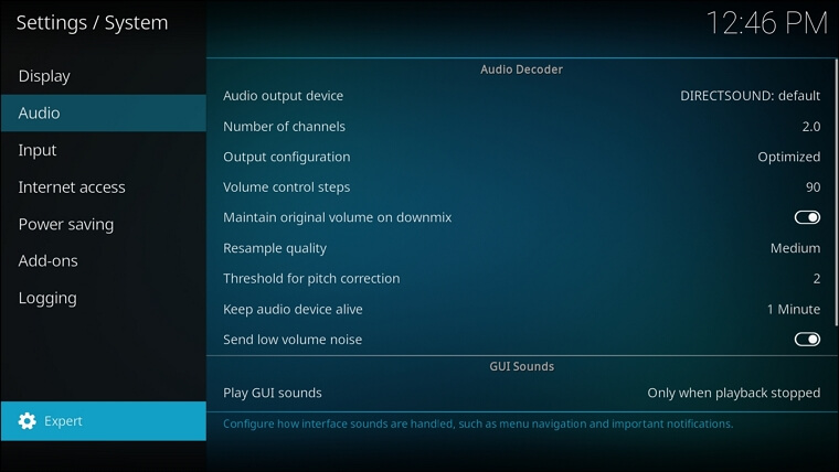 Expert mode in Kodi