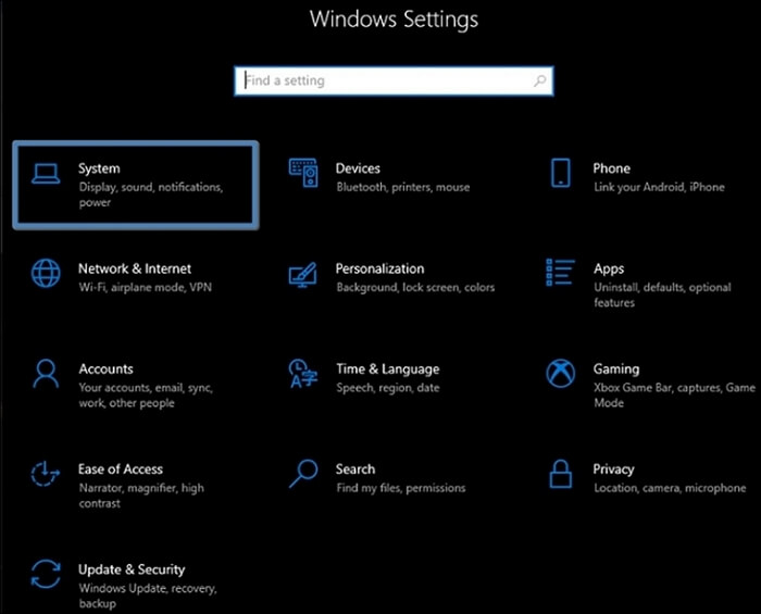 Click on System