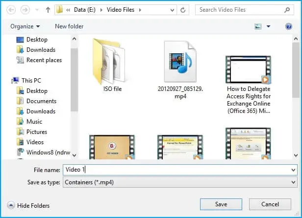 Browse the location of the file to save it