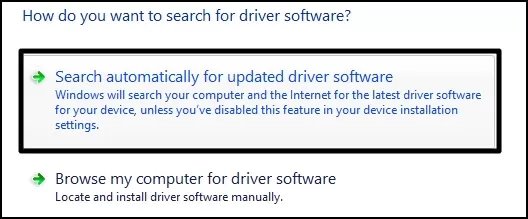 Search automatically for updated driver software