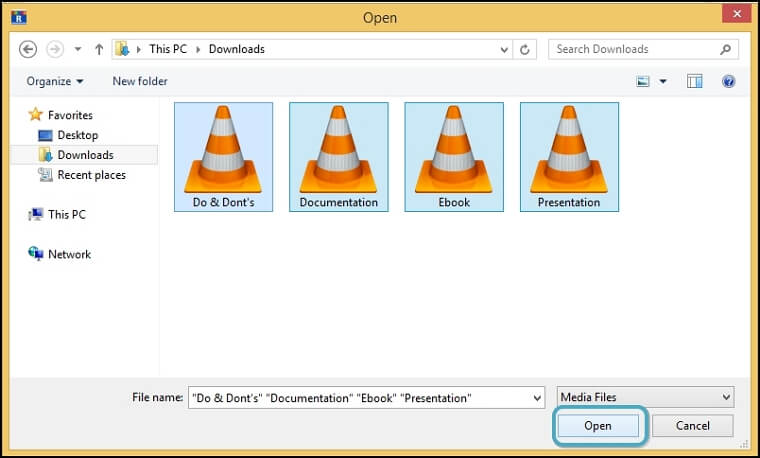 Click on the Open section