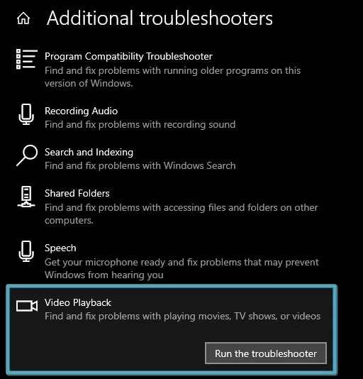 Run troubleshooter