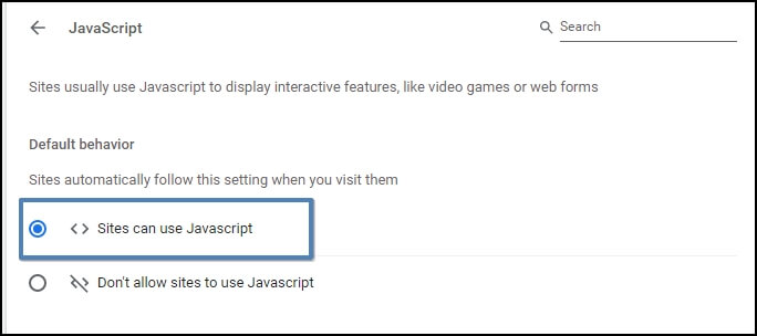 Sites can use JavaScript