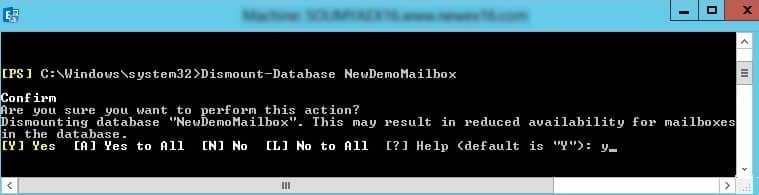 Dismount the Exchange Server database