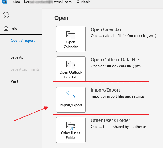 Click Import/Export