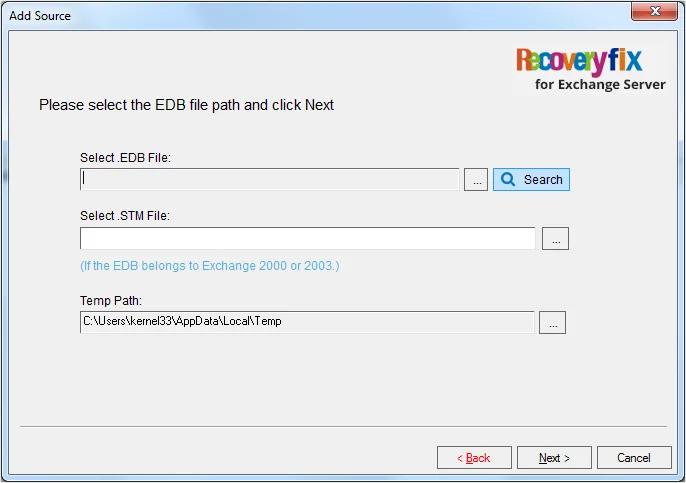 location of the EDB file