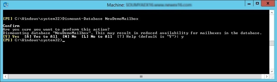 command to dismount your Exchange database