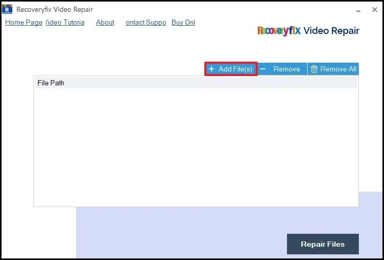 Launch the Recoveryfix Video Repair software