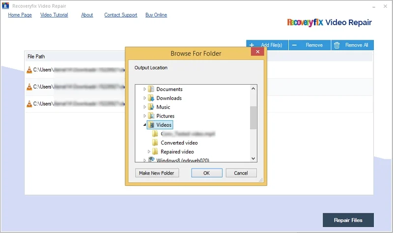 select a destination to save