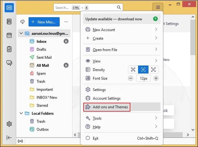 Click on the menu icon