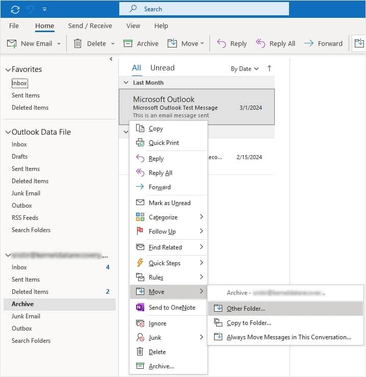 navigate to move then other folder