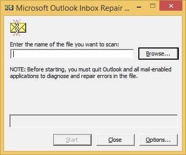 click browse and scan pst files