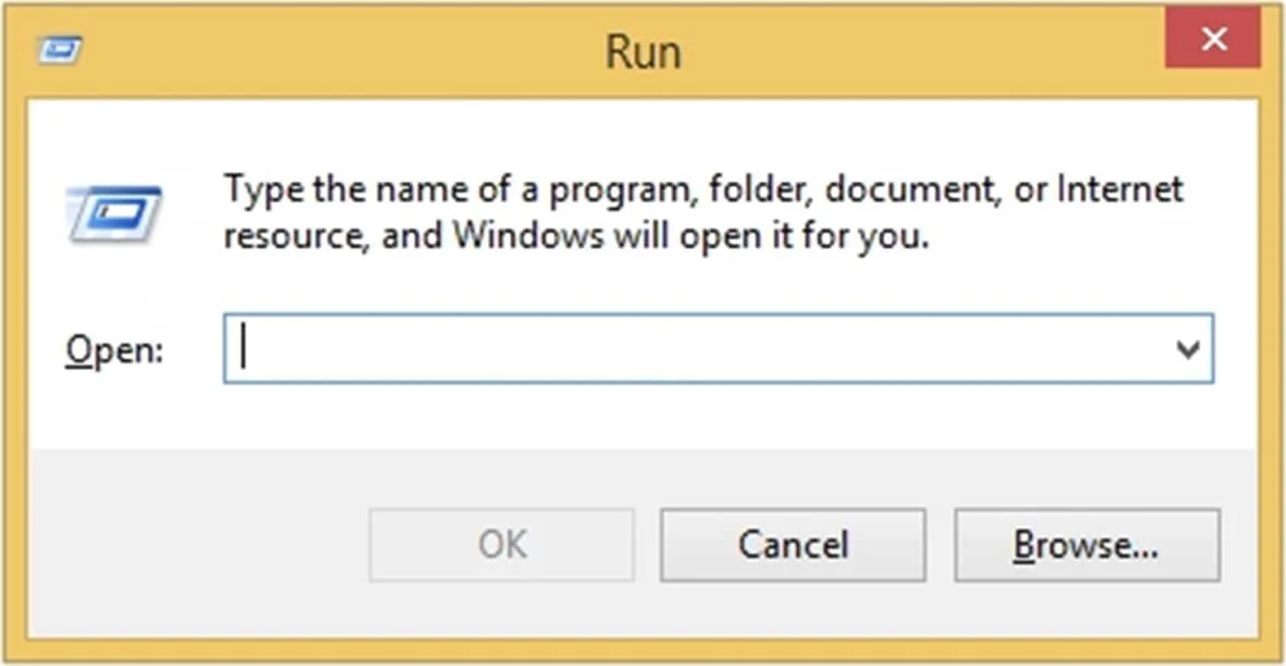 Windows+R keys to open the Run dialogue box