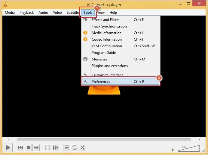 click on Preferences to proceed