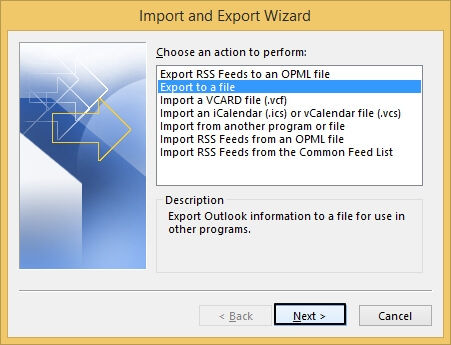 Import and Export Wizard dialogue box will appear
