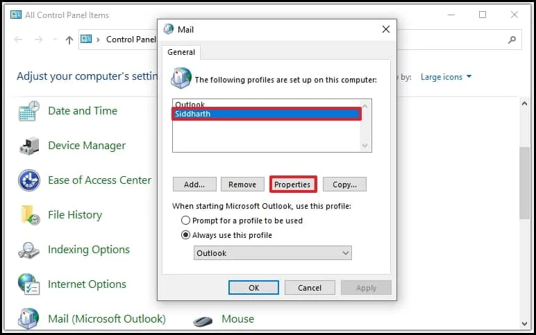 Select your user profile