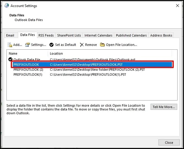 choose data files