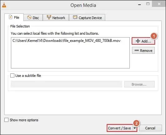Click on the Add option and browse