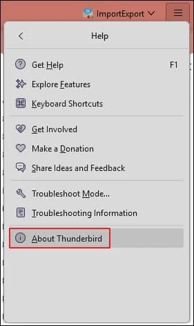 Click on About Thunderbird