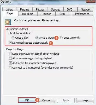 click on automatic update