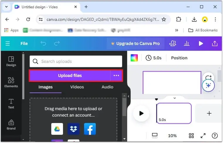 Tap on Upload Files to select the videos in which you need to add watermarks
