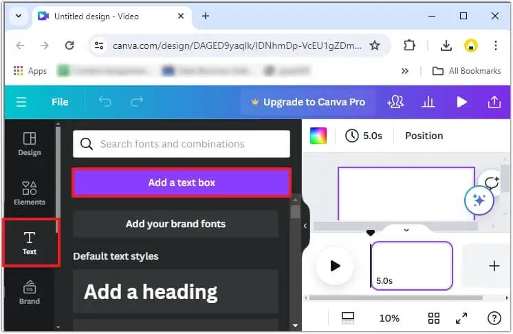 Click on Text and add the desired watermark in the text box