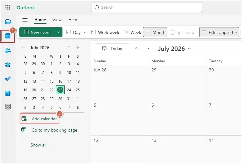 Go to Calendar and tap on the Add calendar option