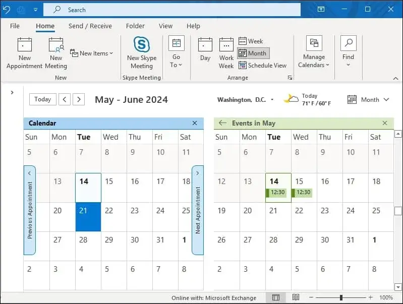 click on OK in the next window to integrate the Calendar with Outlook