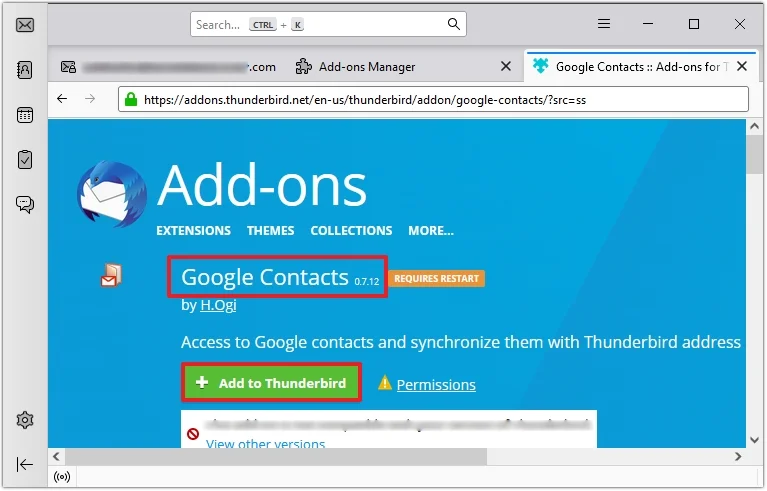 Install Google Contacts extension