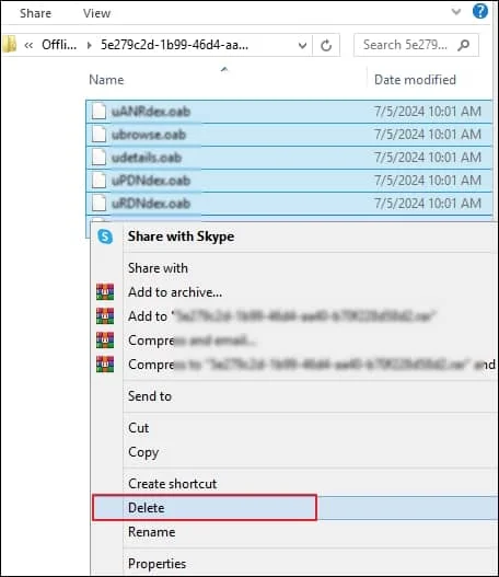 Offline Address Book folder