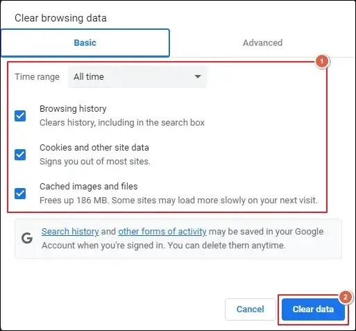 Clear data