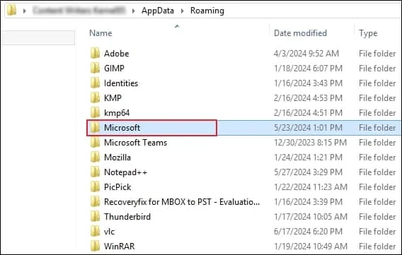 Go to the Roaming folder