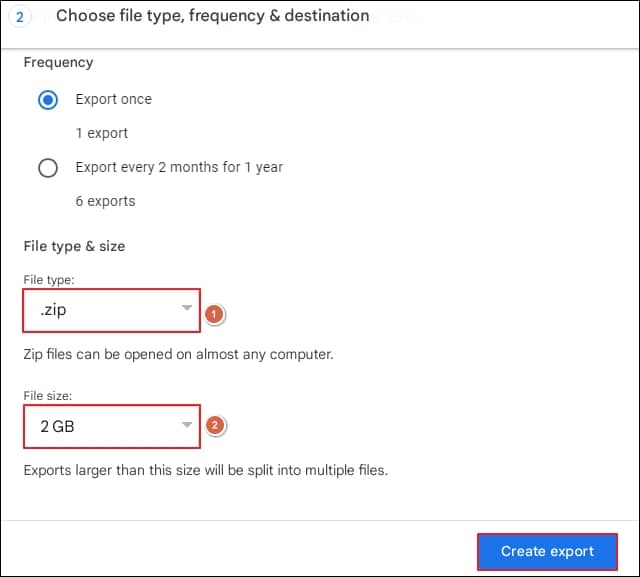 Create export